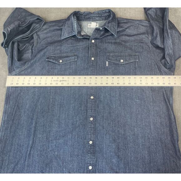 Carhartt Denim Western Shirt Men 3XL Tall Blue Pearl Snap Workwear Cowboy Core - Picture 5 of 8